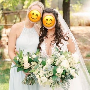 Azazie light blue bridesmaids dress